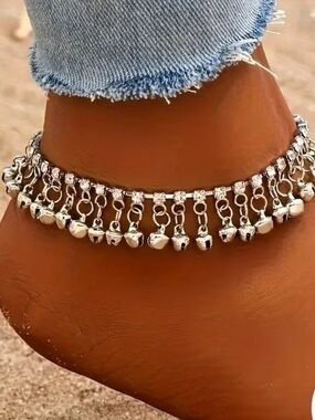 S925 Silver Bell Charm Anklet - Dangle Chain Anklet - New